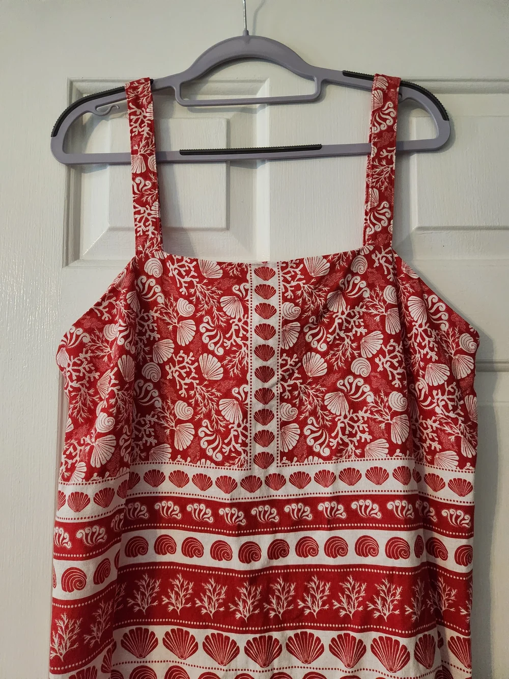 LOFT Outlet Women's Red Seashell Ocean Beach Resort Printed Mini Dress, Size 12